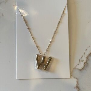 Initial 'W' Pendant Necklace - Gold Letter Charm
